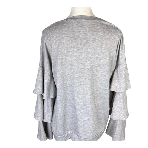 Kickoff Couture Grey Baylor Collegiate Patch Long Tiered Ruffle Sleeve Sweater - Picture 7 of 11